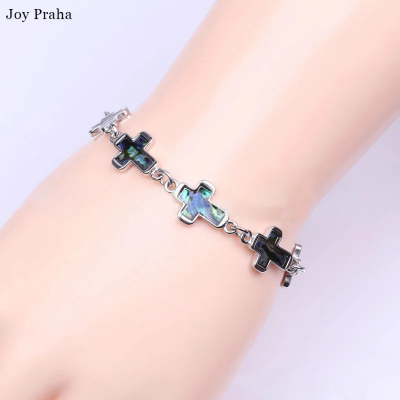 

Four-leaf clover bracelet / Vintage natural shell cross of love bracelet