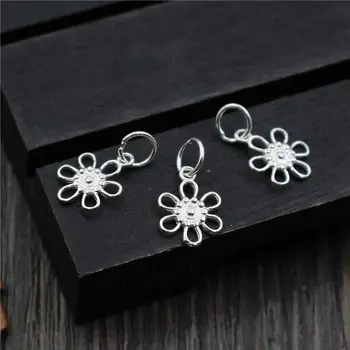 

Real 925 Sterling Silver Accessories Flower Charm Pendant Suit for DIY Bracelet Necklace Earring Fine Jewelry Making