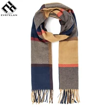 Evrfelan новые клетчатые зимние шарфы женские длинные кисточкой зимние шали высококачественный шарф и шаль женские утепленные шеи одежда подарок для женщин