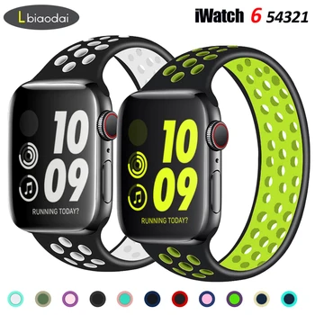 Ремешок Solo Loop для Apple Watch Band 42 мм 38 мм, Воздухопроницаемый Эластичный Силиконовый Браслет для iWatch Series 3 4 5 SE 6 44 мм 40 мм