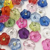 50/100pcs Mix New! Fancy Plastic button With Rinestone sewing craft appliques Lots PT06 2