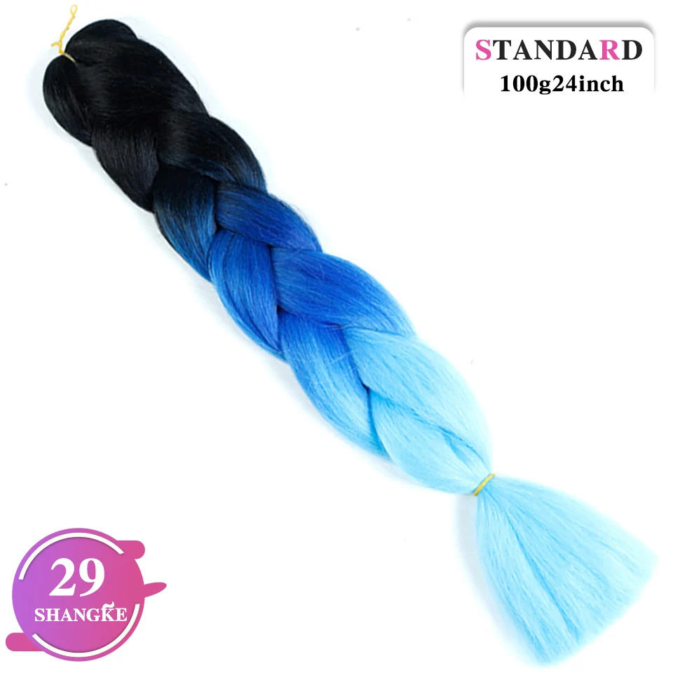 24 дюйма длинные Омбре Джамбо синтетические волосы африканские афро синие предварительно растянутые Омбре плетение наращивание волос - Цвет: 29