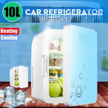 

10L Mini Fridge Auto Portable Refrigerator Cooler Heater Small Freezer Car Home Daul-Use White Summer Storage Icebox With Handle