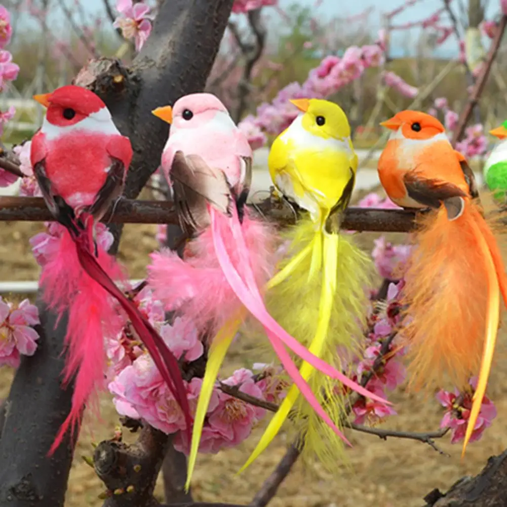 

1PC Artificial Foam Feather Bird Figurine Ornament Lawn Yard Garden Tree Decoration