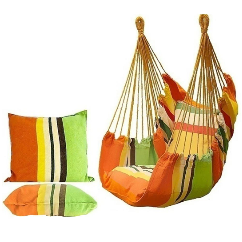Hamaca portátil de cuerda colgante, silla columpio/palo/almohadas para  jardín, columpios de interior y exterior, silla perezosa de viaje para  acampar|Hamacas| - AliExpress
