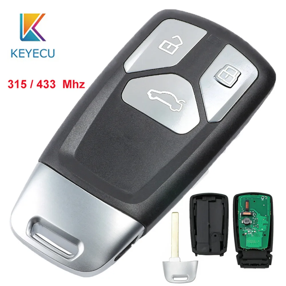 KEYECU 315/434 МГц 8S0 959 754 Автозапуск 3 кнопки Замена интеллектуальный пульт дистанционного управления, автомобильные аксессуары, брелок для автомобиля Audi A4 A5 Q7 SQ7-up