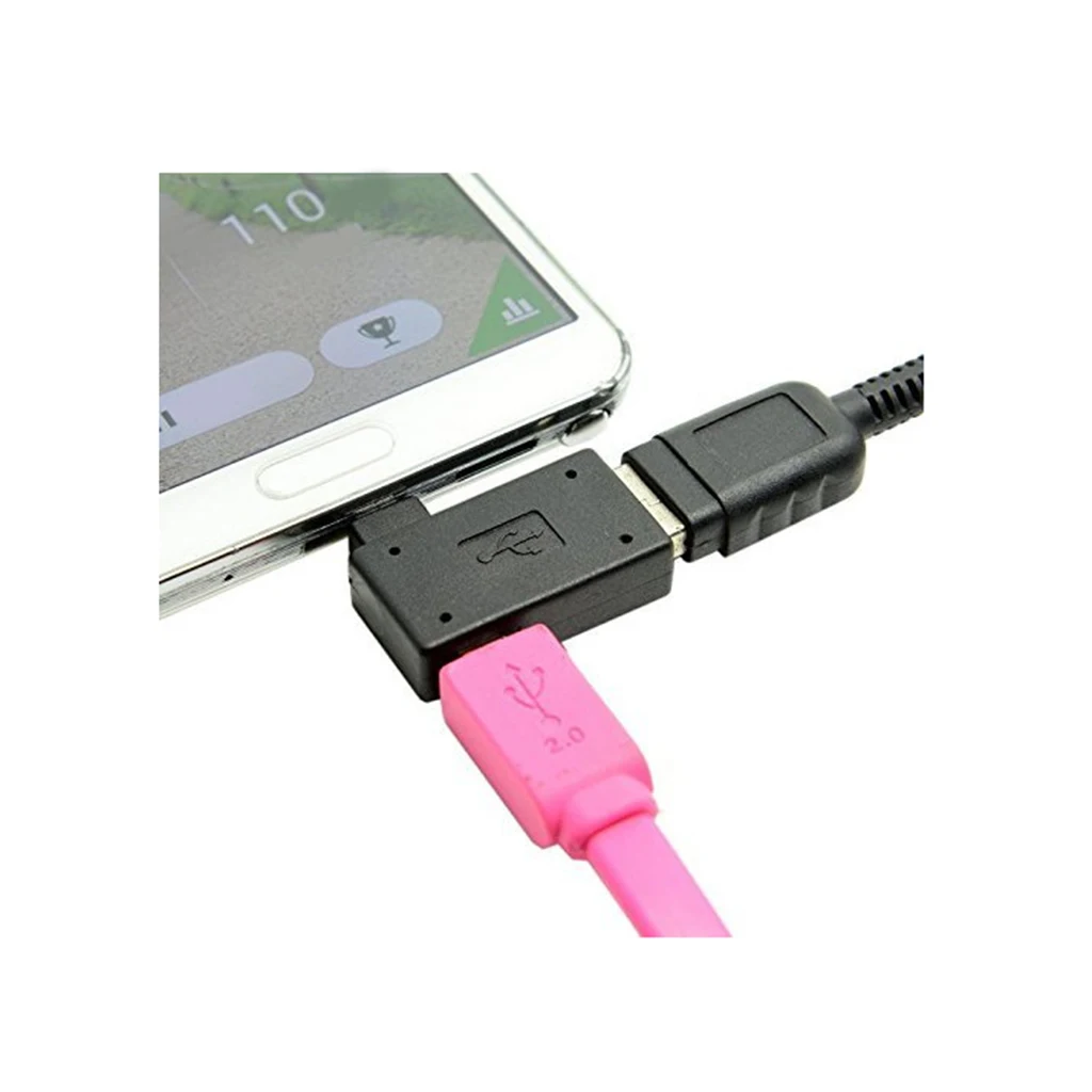4Pcs 90 Degree Angle Micro USB 2.0 OTG Host Adapter M To F With USB Power
