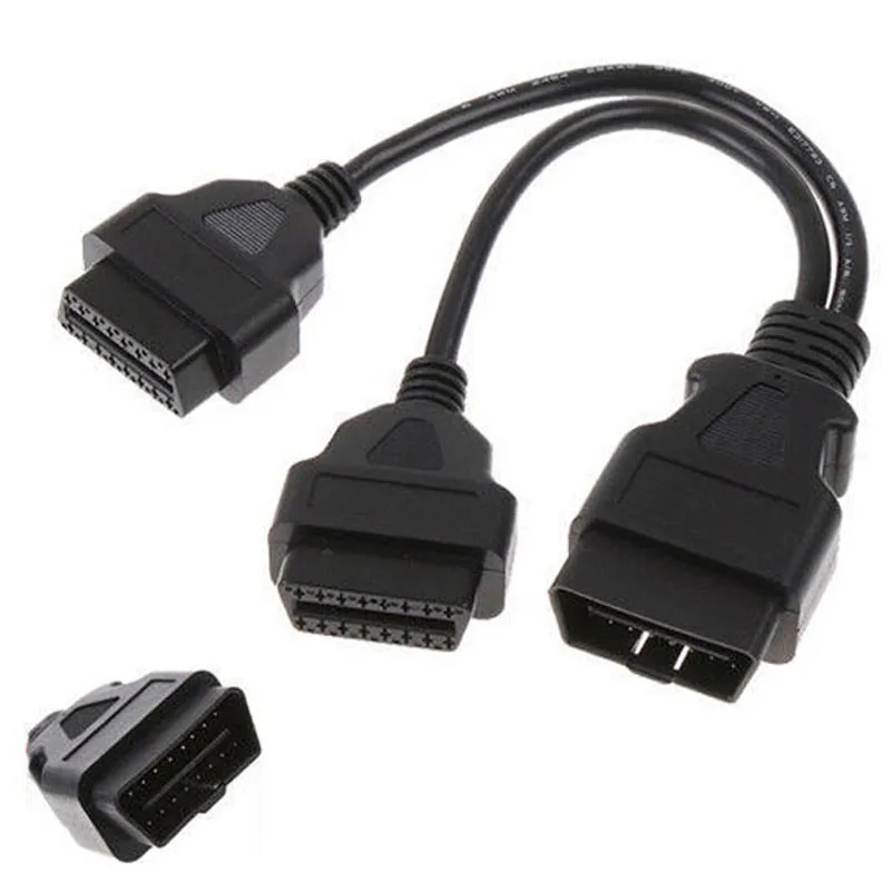 30 см OBD2 16 Pin кабель удлинитель сплиттер Мужской Двойной Женский Y OBD 16 Pin кабель 1-2 OBD Разъем адаптер