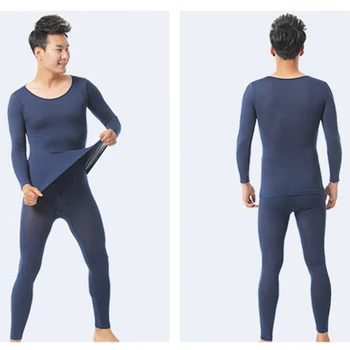 

Newly Men Seamless Elastic Thermals Inner Wear Constant Temperature Ultra-thin Underwear Suit Top Pants