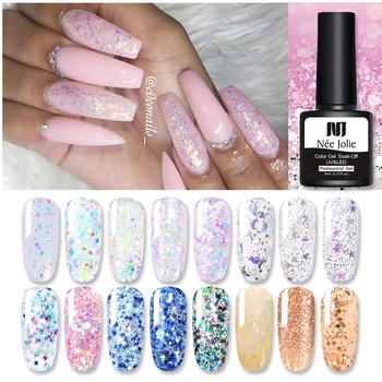 

Nee Jolie Glistening UV Gel Glitter Bling Sequins Soak Off Gel varnish Sparkling Long Lasting UV Gel Nail Polish