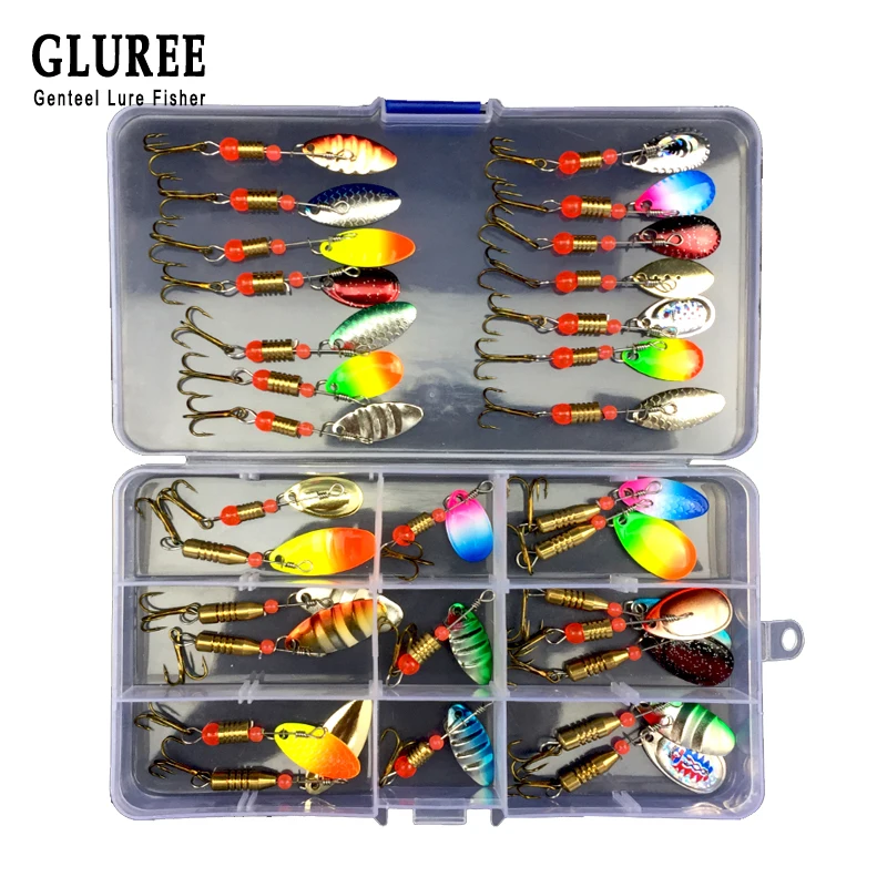 GLUREE 11/31 шт. вращающиеся пайетки приманка для рыбалки набор со металлический