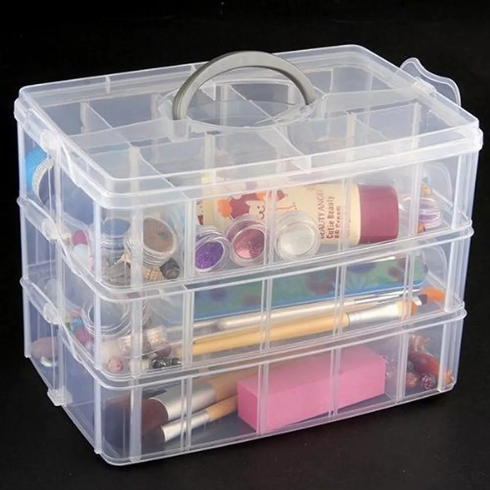 Jewelry Storage Box 3 Layers 30 Compartments Clear Container Organizer Case