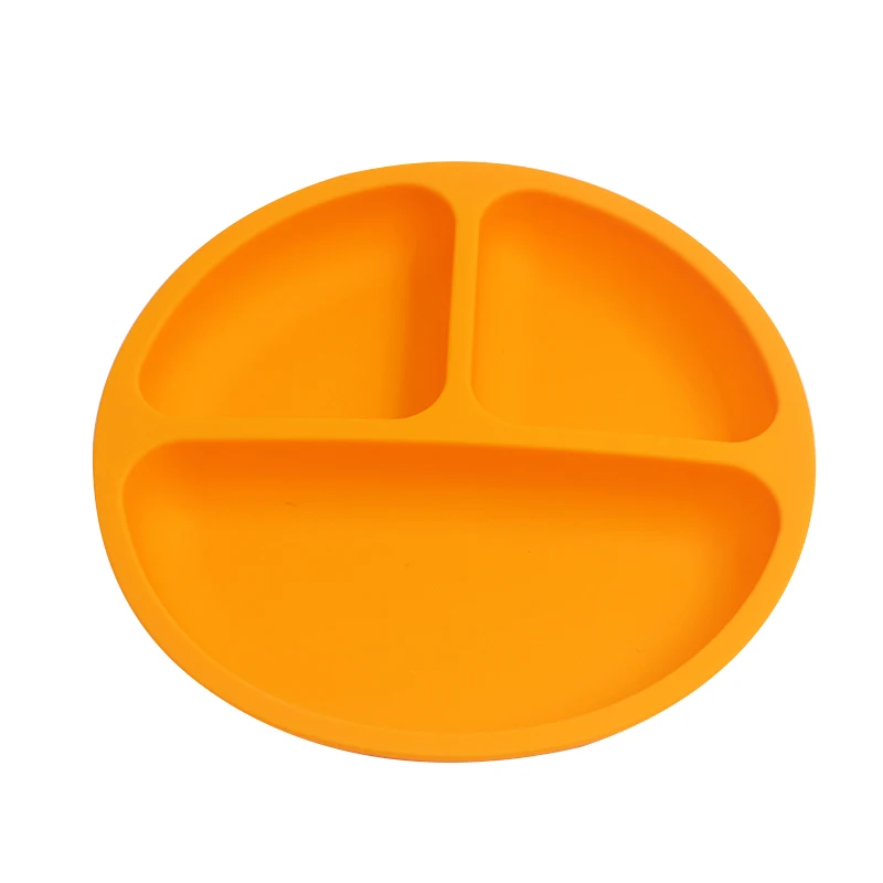 Plate Orange Детская силиконовая обеденная тарелка, посуда для малышей, кухонная посуда для фруктов, Детские обеденные тарелки для кормления, миска, миска для еды, анти-осенний поднос - Цвет: Plate Orange