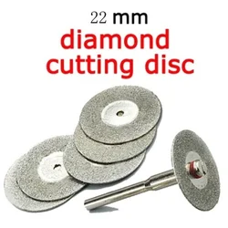 5PCS 22mm Emery Diamond cutting blades Drill Bit+1 Mandrel for Dremel