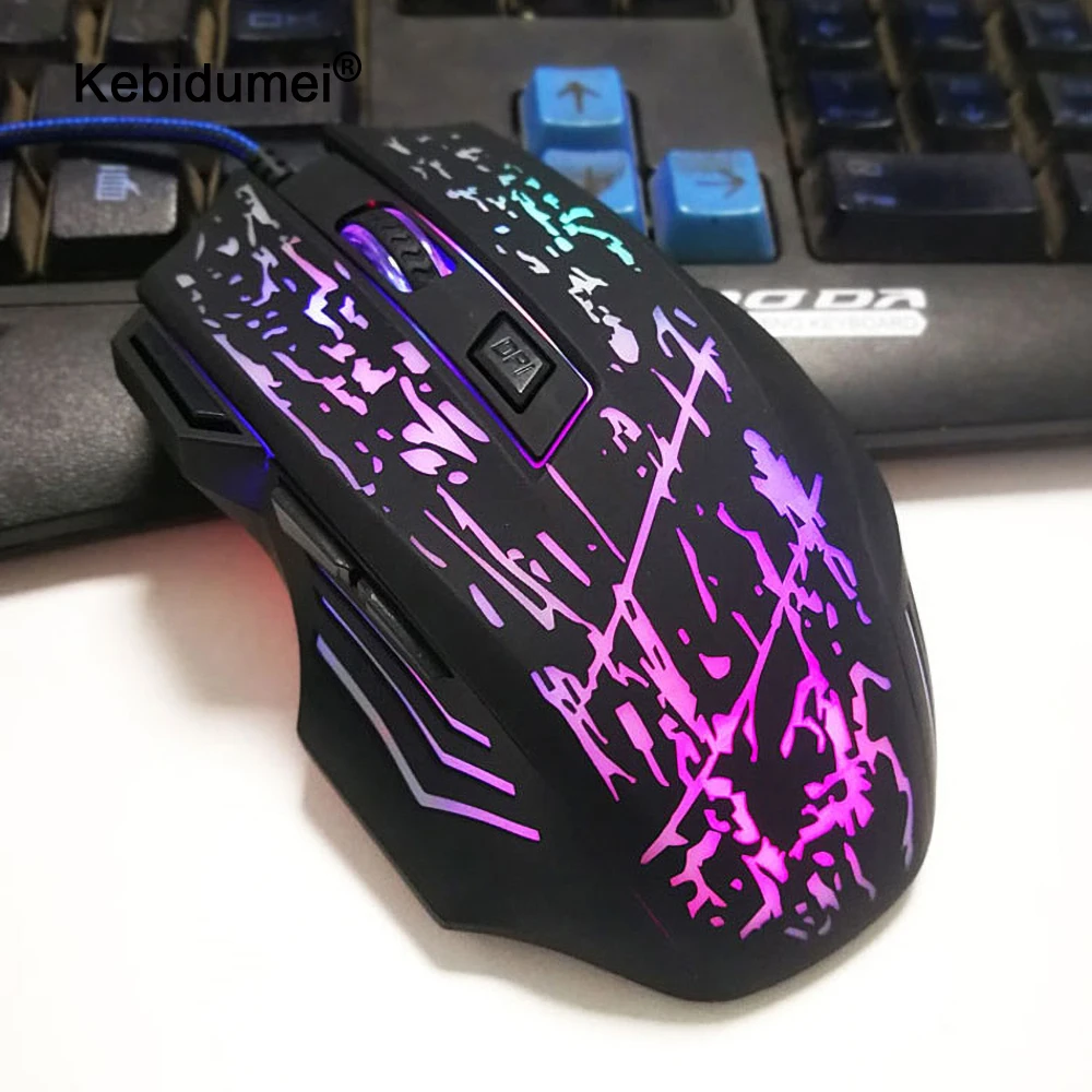 Kebidumei Проводная игровая клавиатура Мышь 1000/1800/3000/4800 Точек на дюйм светодиодный