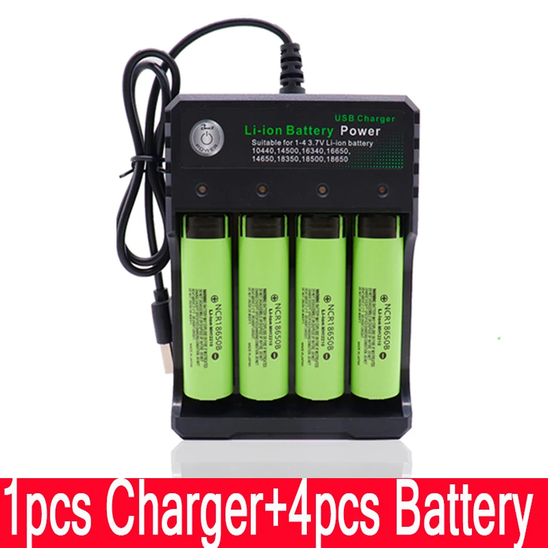 Белый NCR18650B 3,7 v 3400 mah 18650 литиевая аккумуляторная батарея фонарик батареи и USB зарядное устройство - Цвет: Белый
