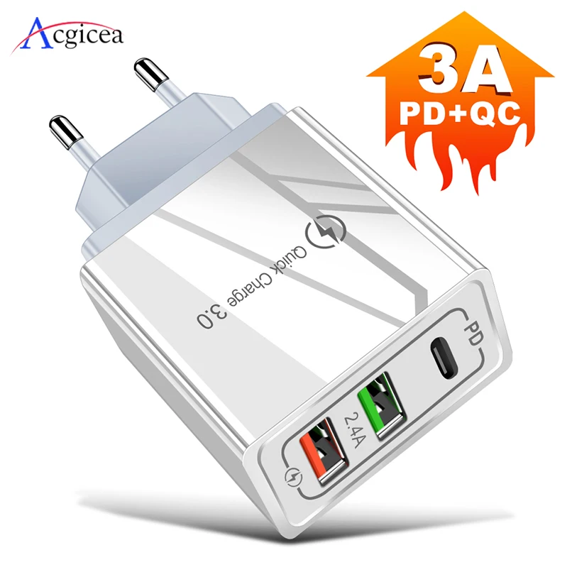 

USB Charger PD Type C Quick Charge 4.0 3.0 QC Fast Mini Travel Mobile Phone Chargers For iPhone 11 Pro Max XR Samsung S10 Plus