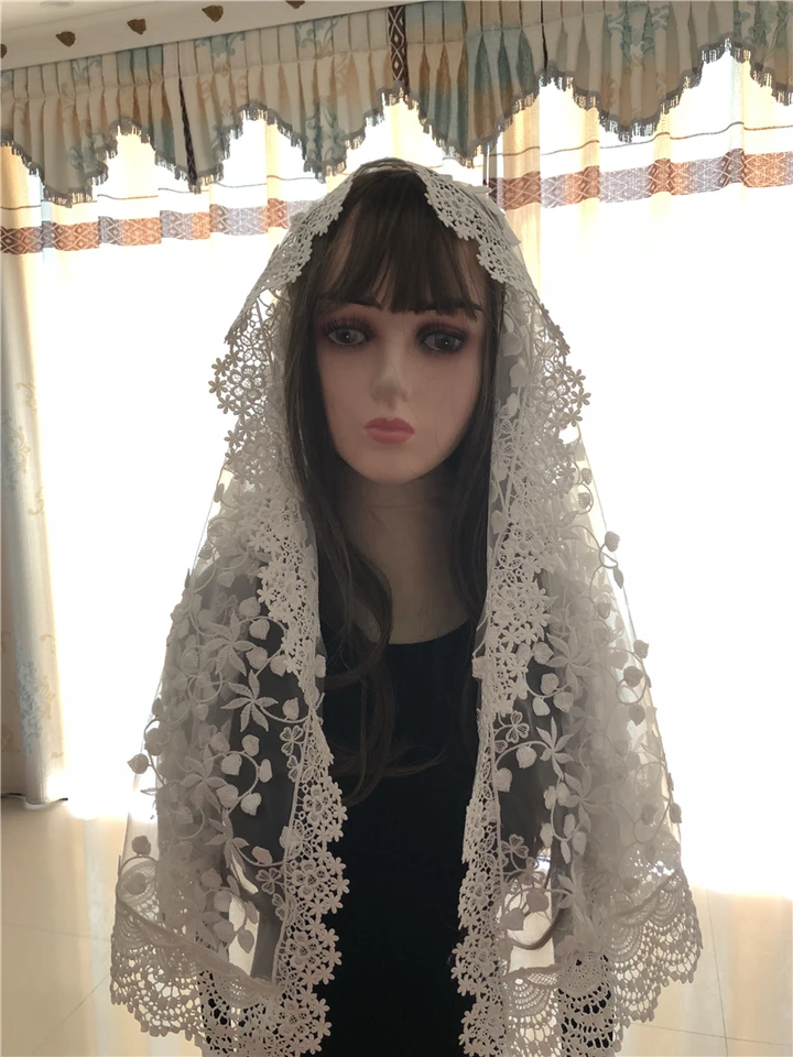 Velo Mantiglia In Pizzo Floreale Per Donna - Copricapo Elegante Per Chiesa E Cerimonie - Foto 7