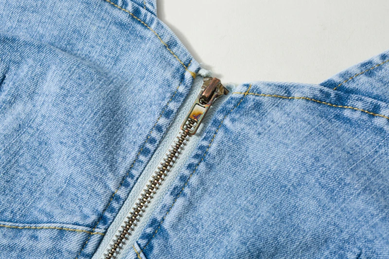 Womens Sleeveless Zipper Front Frayed Raw Hem Denim Crop Tank Tops