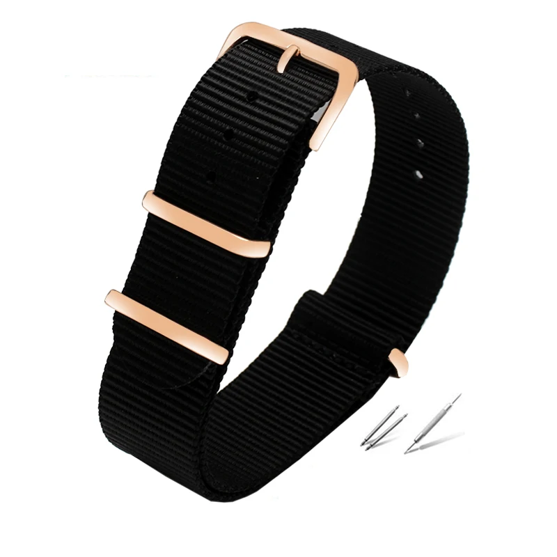 

colorful nylon watchband with rose gold rings nato nylon straps perlon watch strap fashion bracelet for men & women
