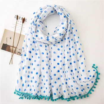 

winter scarf accesorios mujer mori girls autumn Japanese style sweet long blue dot hijab scarf pashmina shawl