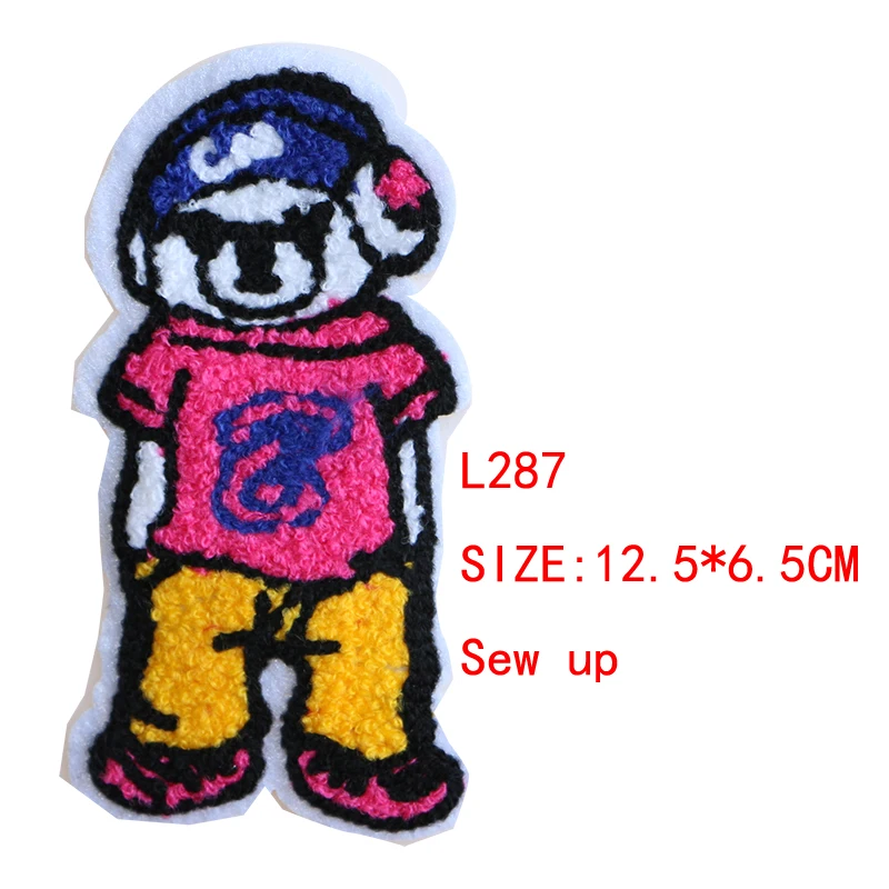 Cute Chenille Bear Superhero Girl Polar Bear Boy Towel Embroidered icon Iron on Patch DIY Strip Patchwork Sticker Custom Badges