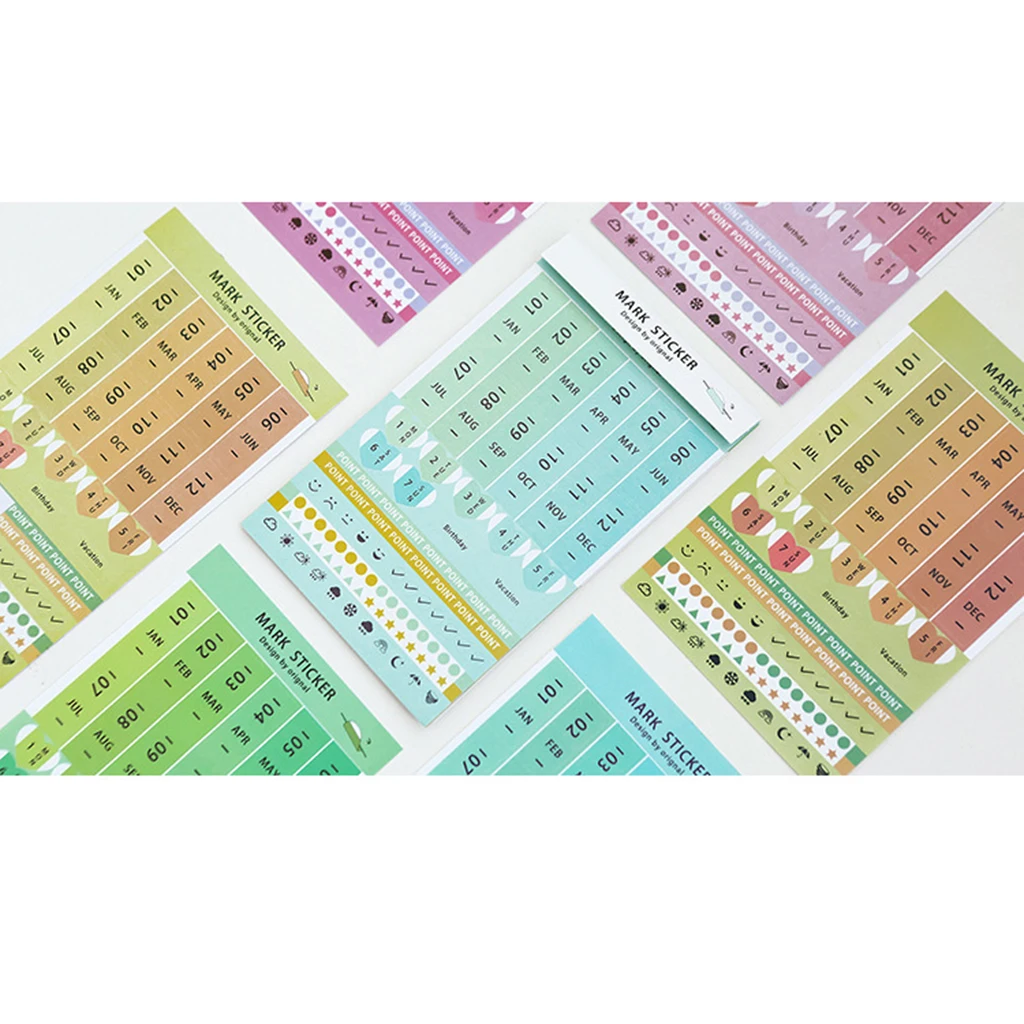 8-Sheet Mini DIY Paper PVC Monthly Calendar Index Tabs Reminder Stickers 8-Sheet Mini DIY Paper PVC Monthly Calendar Index Tabs Reminder Stickers