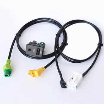 

Car AUX USB Audio Cable Switch Plug Button for Volkswagen Passat B6 B7 CC Touran POLO Install RCD510 RCD510 Plus RNS315