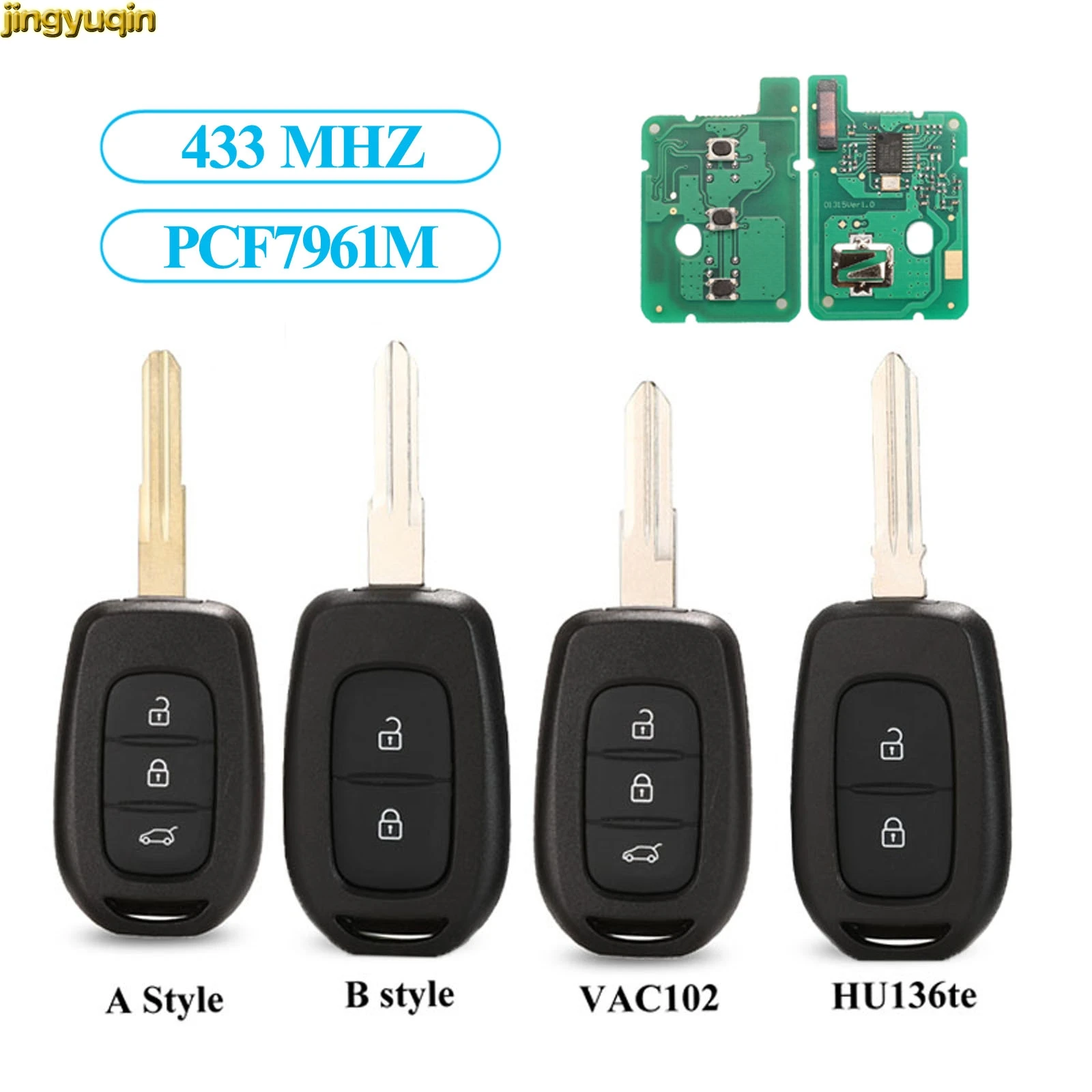 Jingyuqin 2/3B дистанционный ключ для автомобиля с 433 МГц PCF7961M Renault символ трафик Dacia Logan