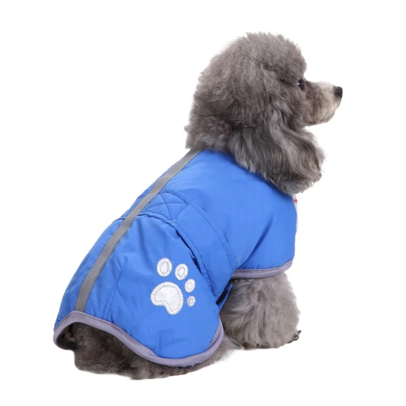 Одежда для собак, светоотражающее пальто, двусторонний костюм для маленьких, средних и больших собак, зимняя теплая куртка без рукавов, одежда для XS-4XL - Цвет: Blue