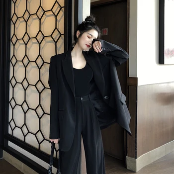 

2020 Korean Women Suit Casual Pant Suits for Women Tailleur Femme Oversized Blazer Set Conbinaison Femme Ropa Formal Mujer