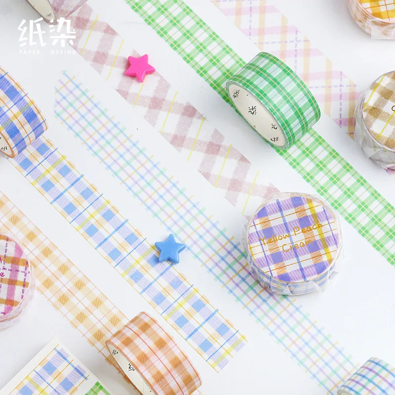 

❀Ready Stock❀1 Roll Sweetly Basis Masking Tape BUJO Daily Planner Plaid Washi Tape Scrapbooking Decoration