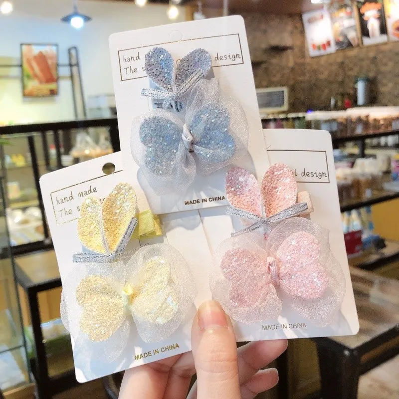 2 шт. яркие цвета ткань блестки кролик бантик-ушки заколки для волос набор