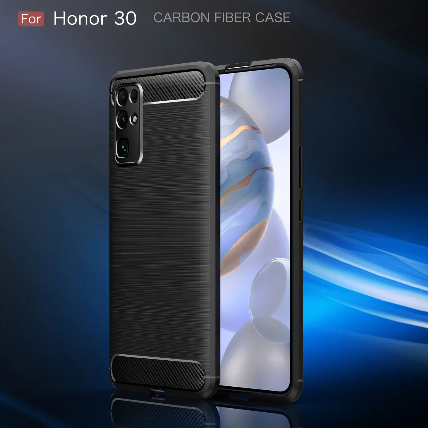 Fashion Carbon Fiber Phone Case for Honor 30 Soft Silicone Shockproof Protective Back Cover Coque Huawei Pro Funds | Мобильные