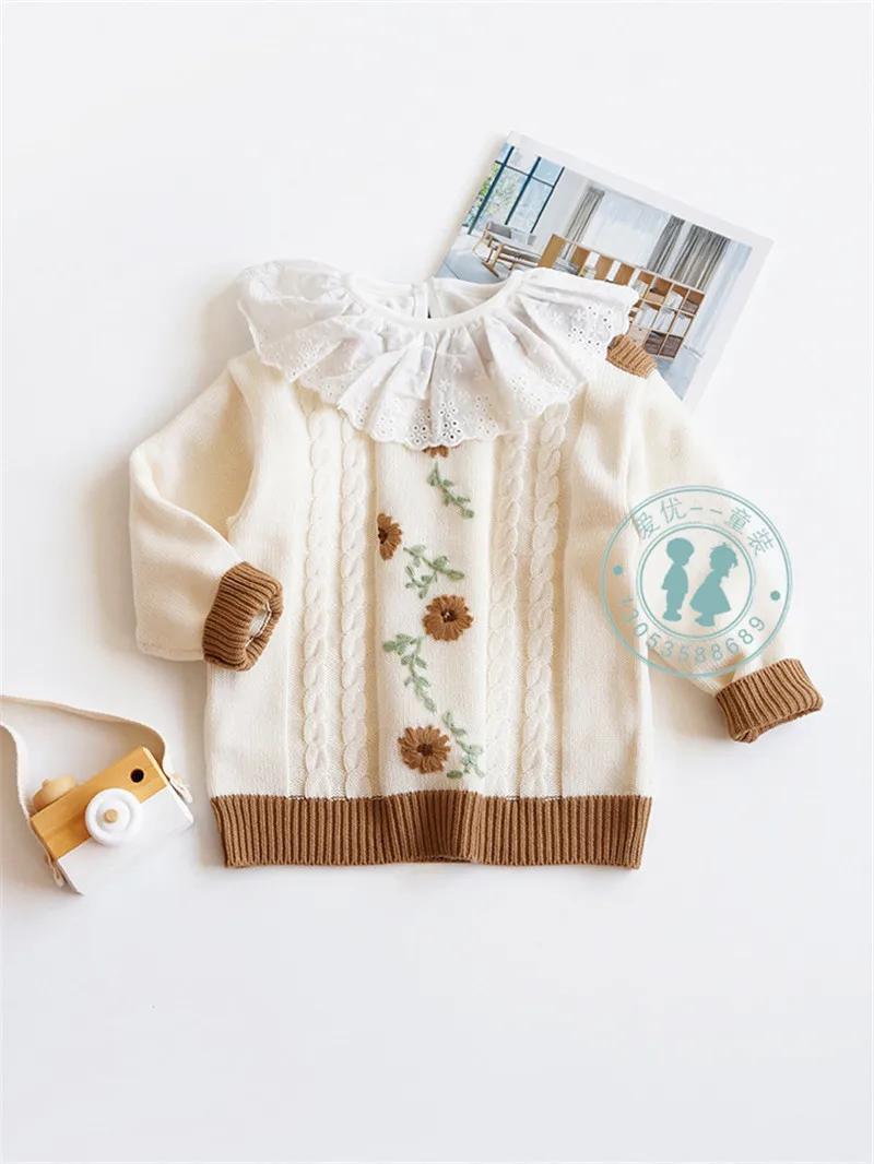 

Baby Girls Sweaters Autumn Winter Flower Knitted Sweater For Girl Toddler Clothing Korean Fashion Children Pullover 1 2 3 4 5 Y