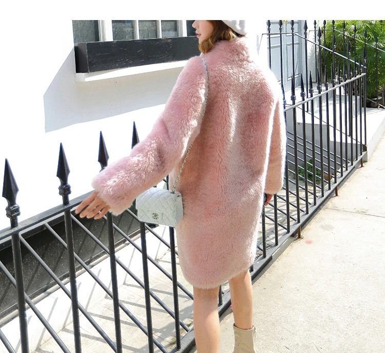 Real Fur Coat Winter Women High Quality Fashion Long Sleeve Female Outerwear Warm Winter Coat Jacket Thick Plus Size Coats