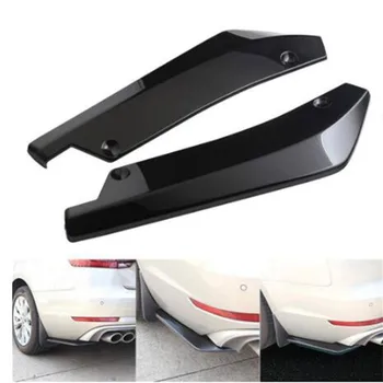 

2pc Universal Carbon Fiber Surface Car Bumper Rear Lip Wrap Angle Spoiler Shovel