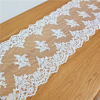 

1 Yard, 42CM wide double edging scallop lace trimming table lace wedding decoration lace trim lace fabric Ivory