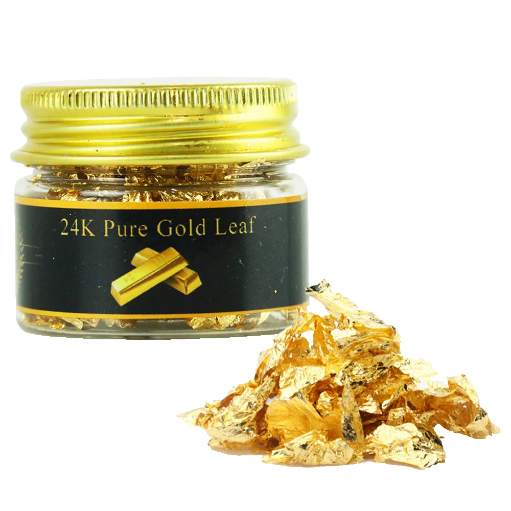 Feuilles d'or 24K, flocons de paillettes comestibles authentiques, poudre  d'or 0.1g pour la nourriture, la boisson, la décoration de gâteaux, papier  doré comestible - AliExpress