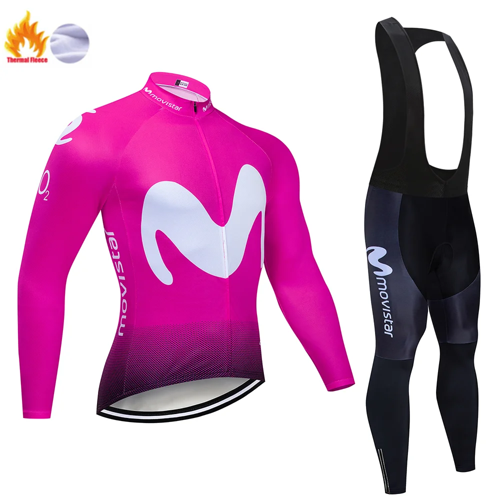 Cycling suit Movistar зимний теплый флисовый комплект с длинными рукавами для велоспорта, одежда для велоспорта, одежда для велоспорта, Майо Ropa Ciclismo - Цвет: Cycling suit