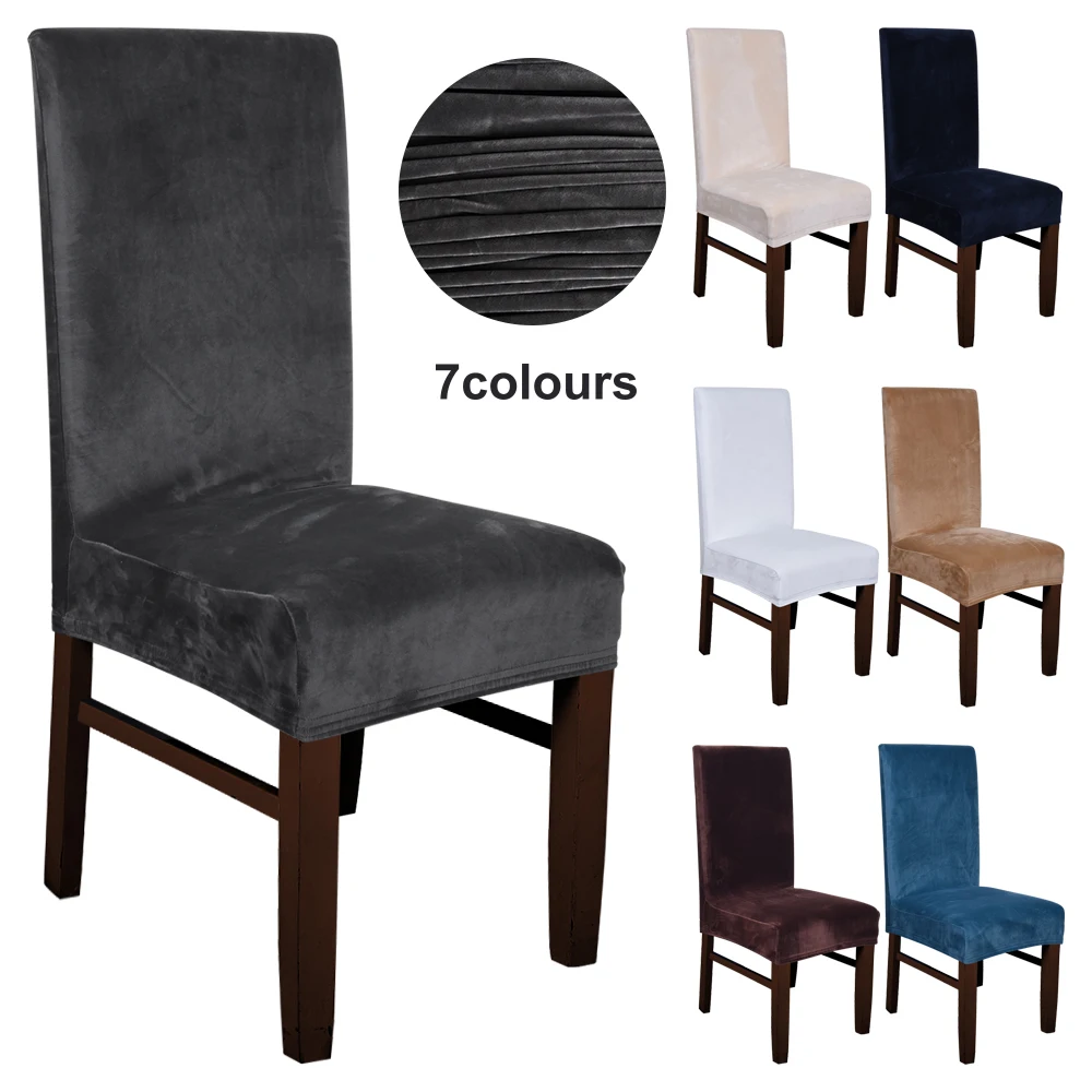Stretch Spandex Chair Cover Removable Slipcover Luxury Velvet Seat Protector For Dining Room Party Wedding Decor | Дом и сад