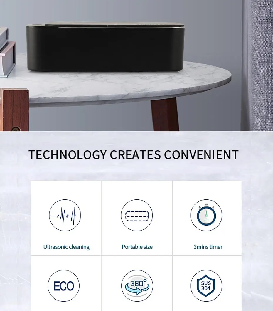 Mini Ultrasonic Cleaner 450ml 42kHz Jewelry Glasses Cleaning Machine Intelligent Control Ultrasonic Cleaner Bath