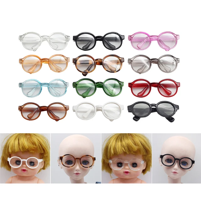 BJD 4.5cm 6.5cm 9cm transparent Plastic Glasses For 1/8 1/6 1/3 BJD,Blythes,MSD SD,Plush EXO Doll sunglasses Free shipping 3