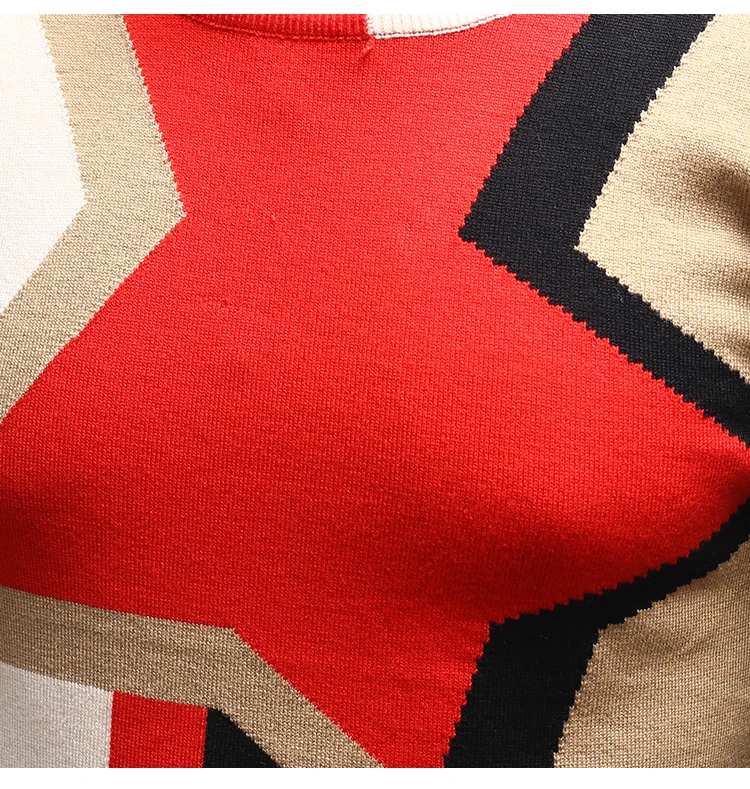 Fashion Warm Star Pattern Sweater Men O-Neck Knitted Mens Sweaters Casual Slim Pullover Male Pull Homme M-3XL