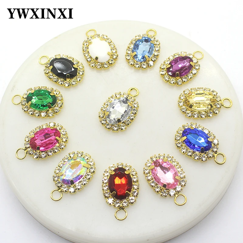 

YWXINXI New Sale Price 10Pcs/Lot 16*25MM Jewelry Accessories Handwork Fitting Rhinestones Pedestal Embellishments Caps Decor For