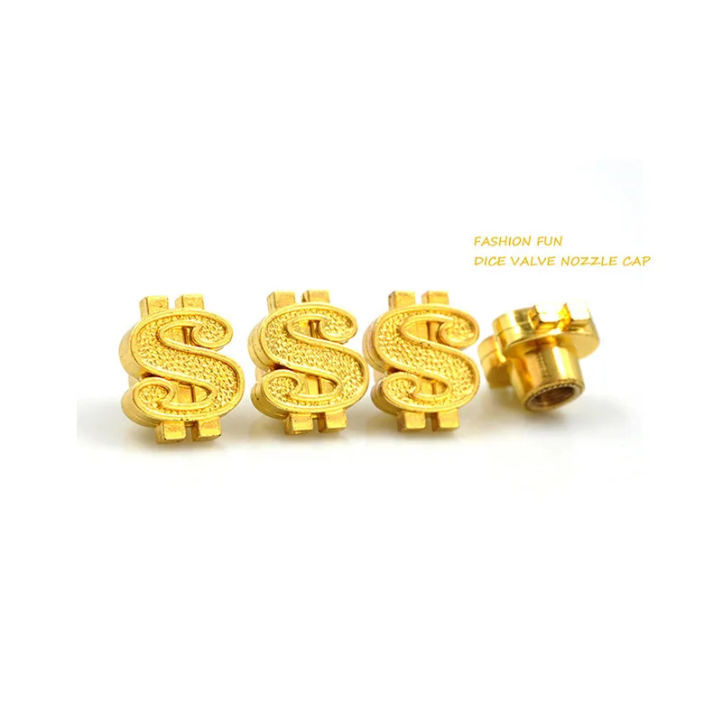 Dice Valve Stem Caps - Gold Aluminum Alloy Wheel Accessories For Cars & Motorcycles