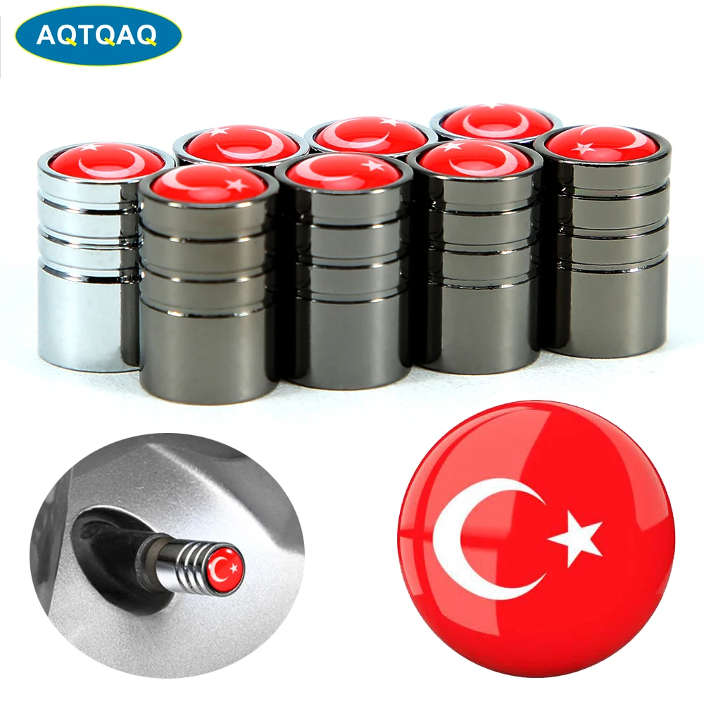 

4Pcs/Set Car Styling Copper Turkey National Flag Car Tire Valve Caps Wheel Tires Tire Stem Air Cap Airtight Covers
