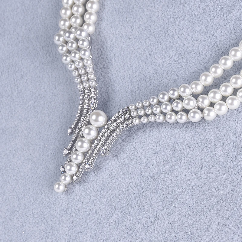 HOWAWAY Fashion Bridal Jewelry Crystal Pearl Necklace Vintage Style Wedding For Women