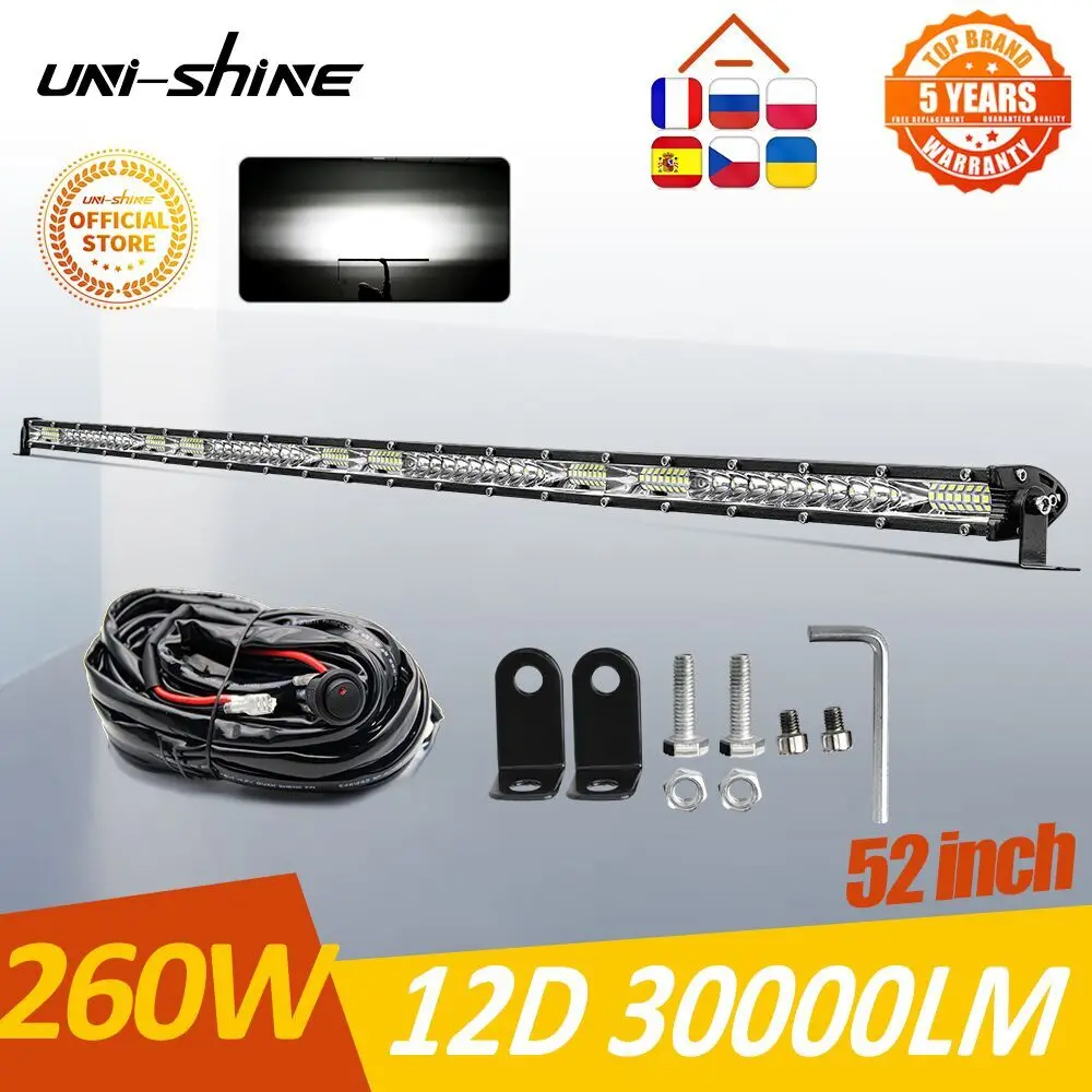 

UNI-SHINE 12 22 32 42 52 inch 12V 24V Led Light Bar Offroad Slim Spot Flood COMBO Led Work Light Driving Car Tractor Truck 4x4