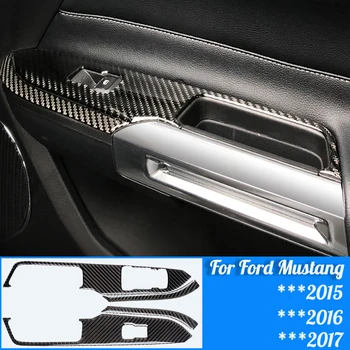 

For Ford Mustang Car Interior Carbon Fiber Window Control Switch Panel Sticker 2015 2016 2017 2018 2019 Accessories